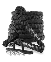 Philosophy Gym 50 Foot Exercise Battle Rope 2 Inch Diameter with Cover and Anchor Kit