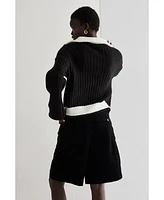 Women's Iris Funnel Neck Contrast Sweater