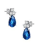 Genevive Sterling Silver White Gold Plated with Cubic Zirconia Pear Drop Earrings