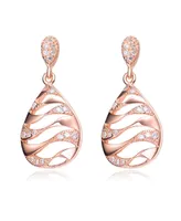 Unique Sterling Silver Clear Round Cubic Zirconia Drop Earrings