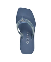 Guess Women's Demmey Logo Thong Square Toe Wedge Sandals