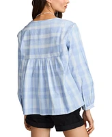 Lucky Brand Women's Cotton Plaid Popover Top