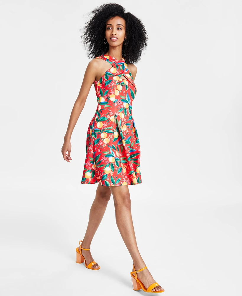 Vince Camuto Women's Printed Halter Fit & Flare Dress