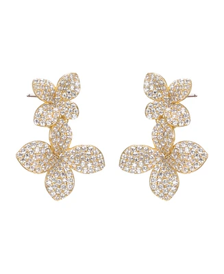 by Adina Eden Pave Graduated Double Flower Drop Stud Earring
