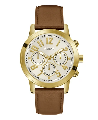 Guess Men's Analog Genuine Leather Watch 44mm
