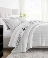 ienjoy Home Vintage-Like Magnolia Stripe 3-Piece Comforter Set, King/California King