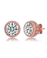 Sterling Silver Round-cut Cubic Zirconia Stud Earrings