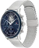 Tommy Hilfiger Men's Multifunction Silver-Tone Stainless Steel Mesh Watch 44mm