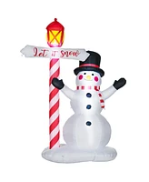 Homcom 83.75" Christmas Inflatables Snowman with Street Light for Yard - Multi