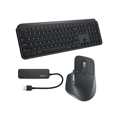 Logitech Mx Keys Wireless Keyboard with Mx Master 3 Wireless Mouse and Usb Hub