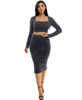 bebe Women's Lurex Eyelash Sweater Set 2piece dress