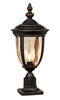 Bellagio European Outdoor Post Light Fixture with Pier Mount Bronze 25 inch Tall Glass for Exterior House Porch Patio Outside Deck Garage Yard Garden