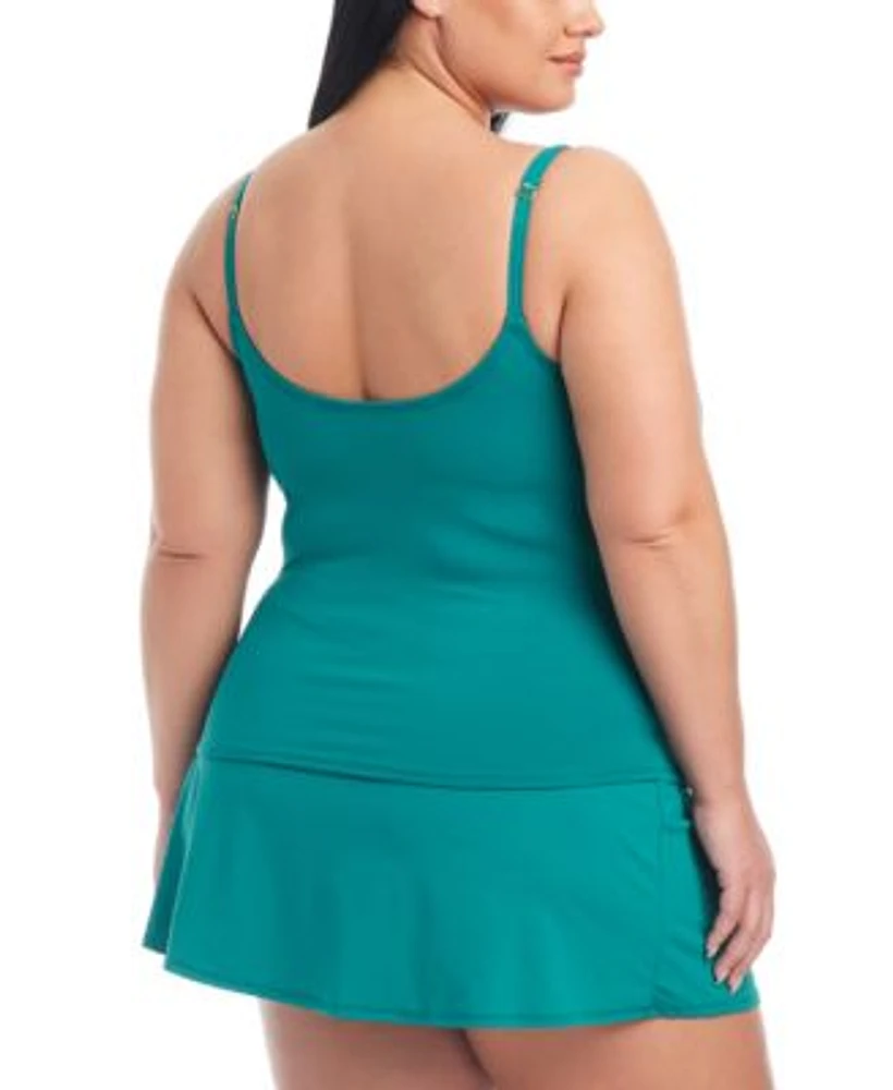 Bleu By Rod Beattie Plus Size Kore Scoop Neck Tankini Skirted Bottoms