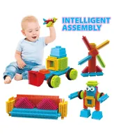 Contixo Stem Building Toys, 100 Pcs Bristle Shape 3d Tiles Set Construction Learning Stacking Educational Blocks, Creativity Beyond Imagination
