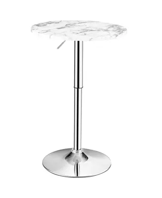 Sugift 360° Swivel Cocktail Pub Table with Sliver Leg and Base-White