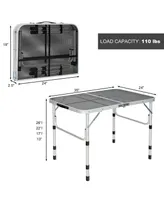 Sugift Aluminum Grill Table with Iron Mesh Top