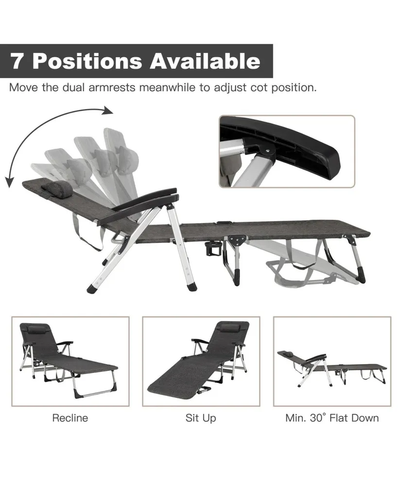 Beach Folding Chaise Lounge Recliner with 7 Adjustable Position