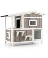 Inolait Outdoor 2-Story Wooden Feral Cat House with Escape Door