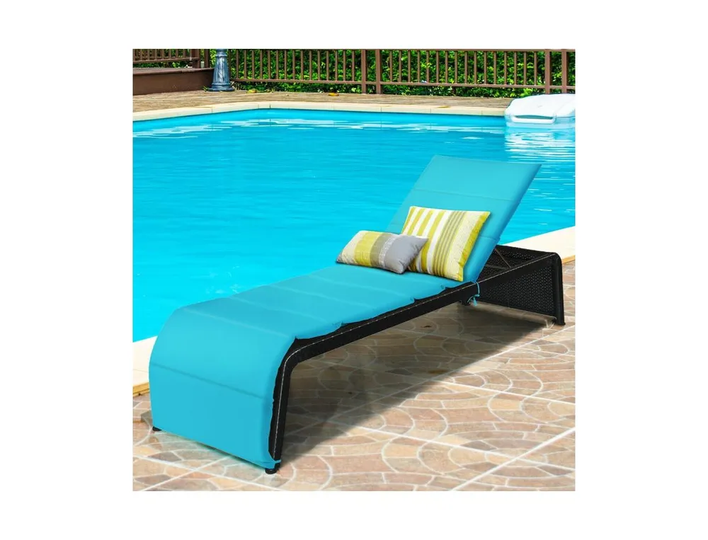 Adjustable Patio Rattan Lounge Chair with Cushioned