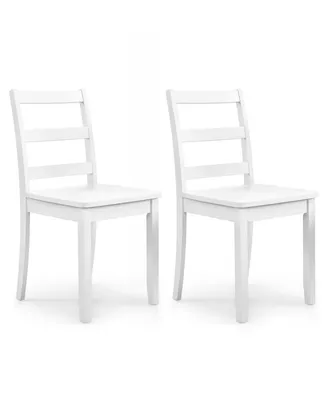 Set of 2 Wood Dining Chairs with Solid Rubber Wood Legs-White
