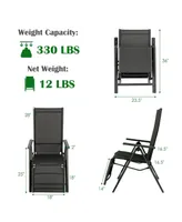 Outdoor Folding Lounge Chair with 7 Adjustable Backrest and Footrest Positions-Gray