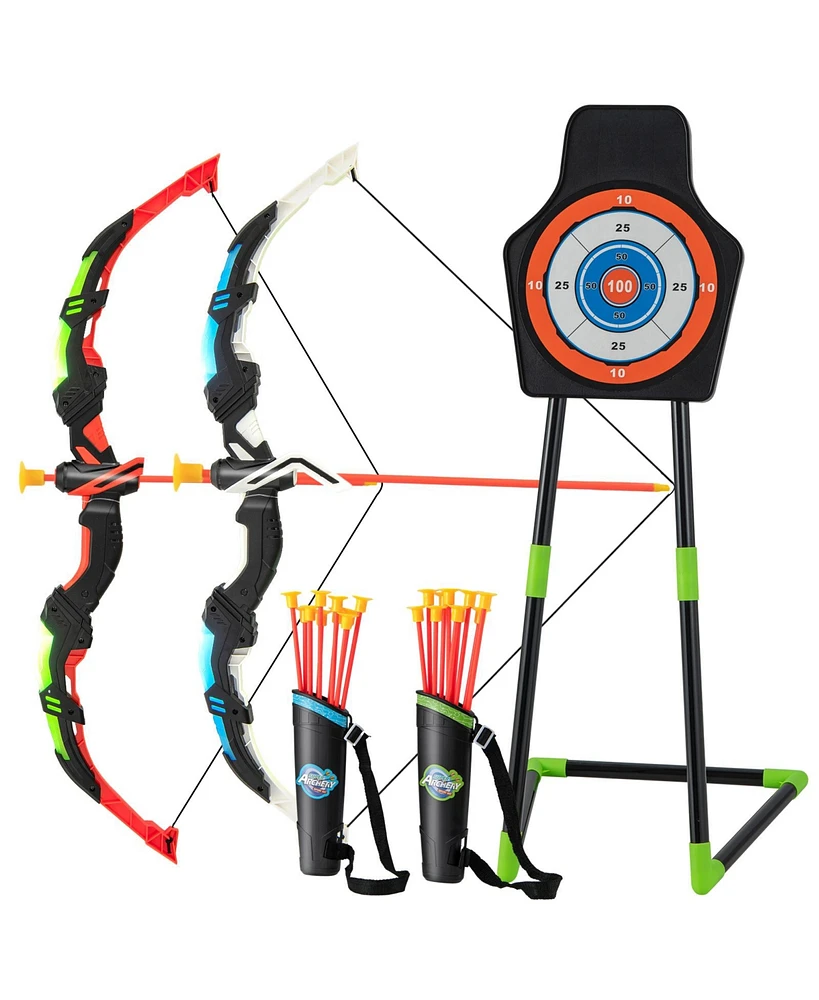 Youth Archery Bow Set with Led Light Up Bow and 20 Suction Cup Arrows for Kids