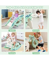 Inolait 4-in-1 Kids Slide Rocking Horse with Basketball and Ring Toss