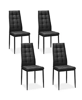 Set of 4 Fabric Dining Chairs Set with Upholstered Cushion and High Back