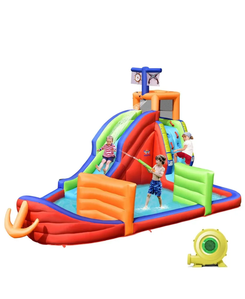 Inolait 6-in-1 Pirate Ship Waterslide Kid Inflatable Castle with Water Guns and 735W Blower