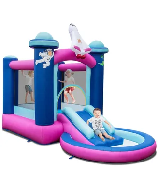3-in-1 Inflatable Space-themed Bounce House with 480W Blower