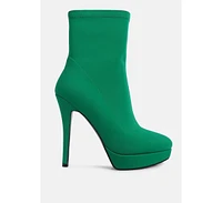 London Rag Patotie Lycra High Heel Ankle Boots