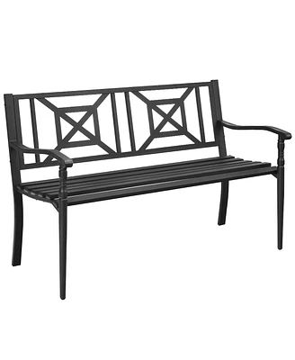 Patio Garden Bench with Powder Coated Steel Frame