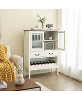 Sugift Sideboard Buffet Cabinet with 2 Tempered Glass Doors