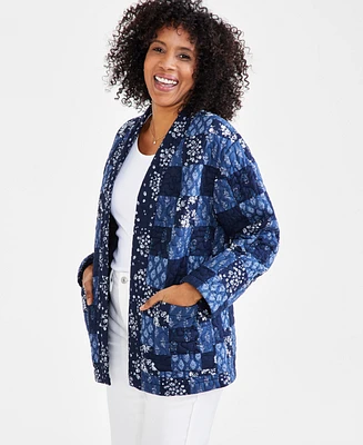 Style & Co Women's Patchwork Quilted Open-Front Jacket, Created for Macy's