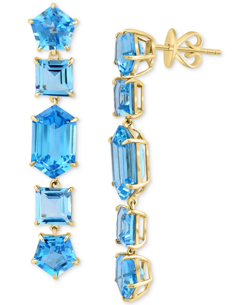 Effy Blue Topaz Mixed Cut Linear Drop Earrings (17-1/2 ct. t.w.) in 14k Gold