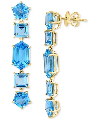 Effy Blue Topaz Mixed Cut Linear Drop Earrings (17-1/2 ct. t.w.) in 14k Gold