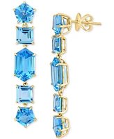 Effy Blue Topaz Mixed Cut Linear Drop Earrings (17-1/2 ct. t.w.) in 14k Gold