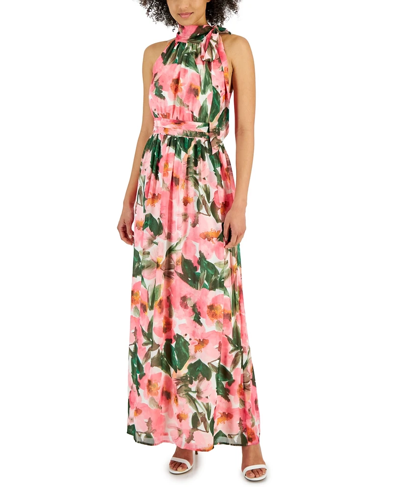 Anne Klein Women's Floral-Print Halter Maxi Dress