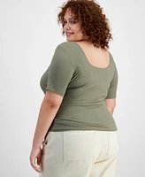 And Now This Trendy Plus Size Second Skin Scoop-Neck Top