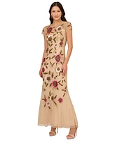 Adrianna Papell Women's Round-Neck Embellished Gown