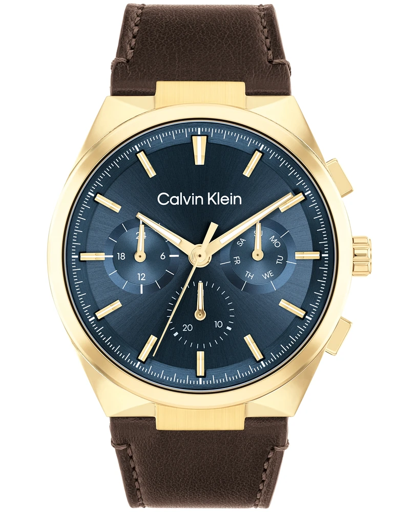 Calvin Klein Men's Distinguish Leather Strap Watch 44mm