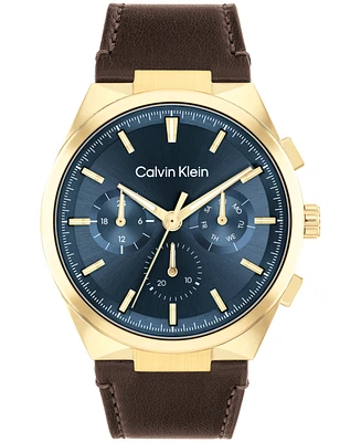 Calvin Klein Men's Distinguish Leather Strap Watch 44mm