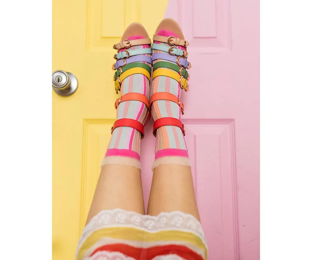 Sock Candy Women's Candy Stripe Ruffle Sheer Sock
