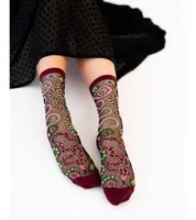 Sock Candy Women's Serpentine Floral Black Sheer Sock