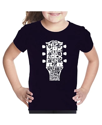 Girl's Word Art T-shirt - Guitar Head Music Genres
