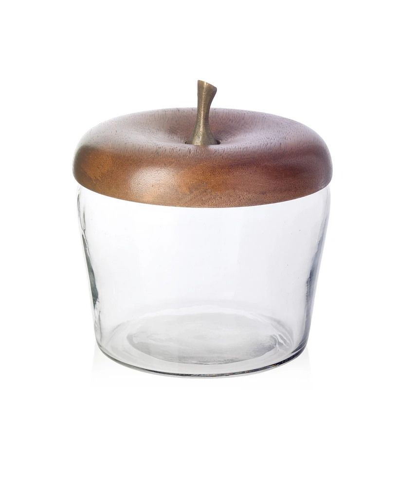 Godinger Signature Collection Apple Glass and Wood Storage Canister