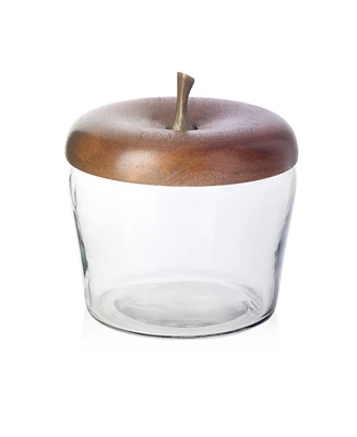 Godinger Signature Collection Apple Glass and Wood Storage Canister