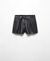 Mango Women's Skin-Effect Pleated Shorts