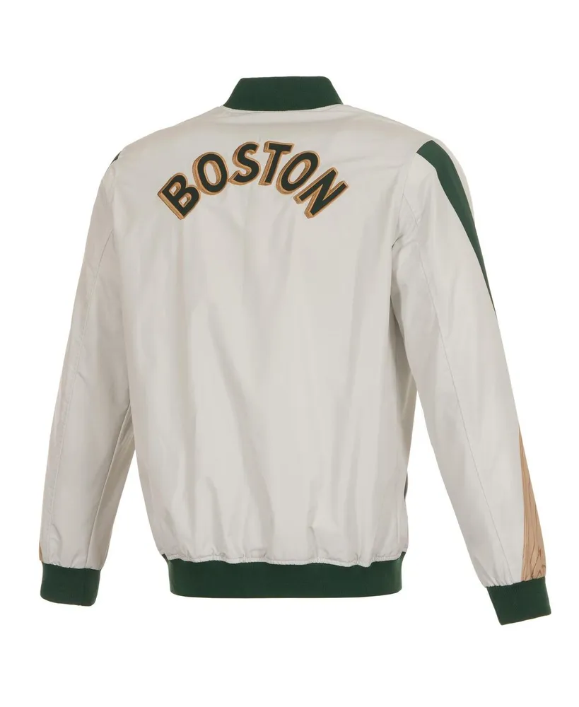 Men's Jh Design Cream Boston Celtics 2023/24 City Edition Nylon Full-Zip Bomber Jacket
