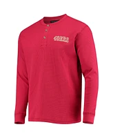 Men's Dunbrooke Scarlet San Francisco 49ers Logo Maverick Thermal Henley Long Sleeve T-shirt